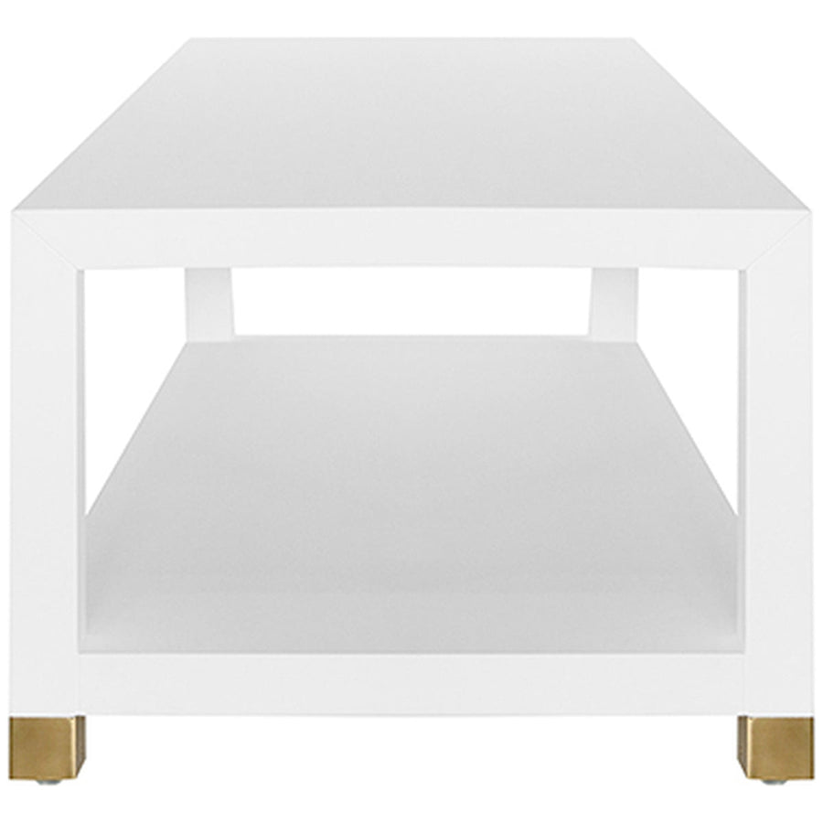 Worlds Away Coffee Table in Matte White Lacquer