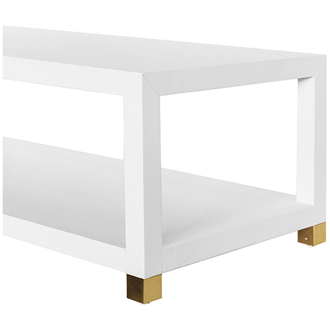 Worlds Away Coffee Table in Matte White Lacquer