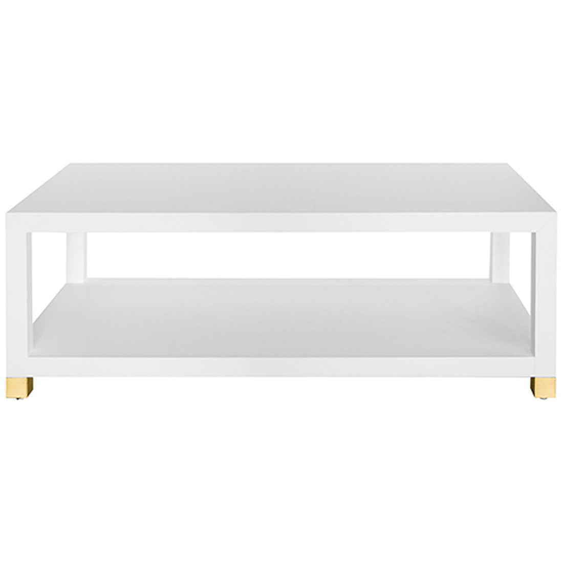 Worlds Away Coffee Table in Matte White Lacquer