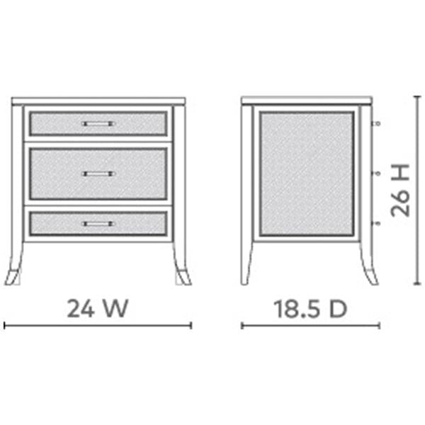 Villa & House Paulina 3-Drawer Side Table - Natural