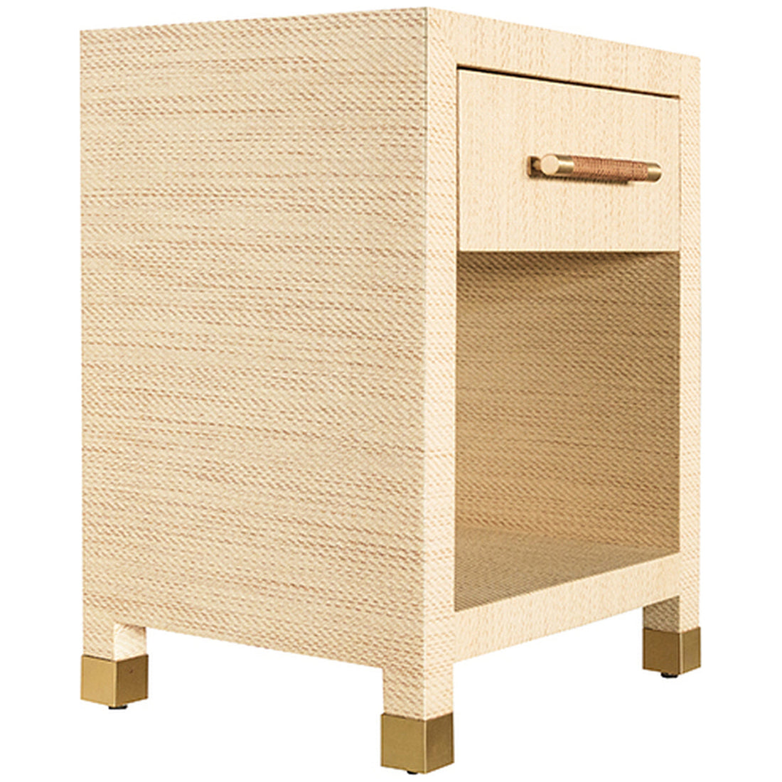 Worlds Away 1-Drawer Side Table with Rattan Wrapped Handle