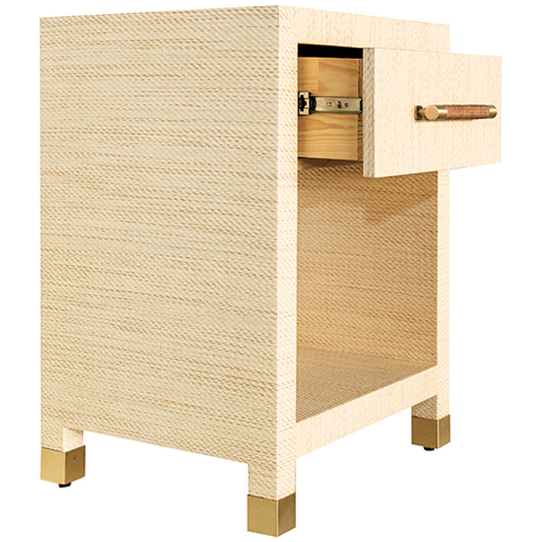 Worlds Away 1-Drawer Side Table with Rattan Wrapped Handle