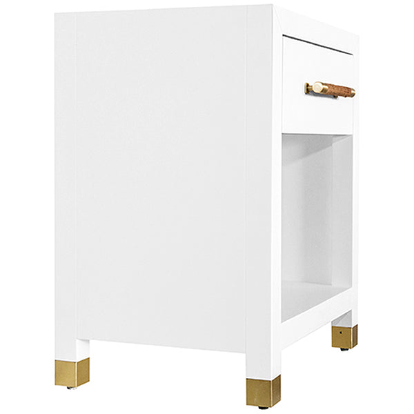 Worlds Away 1-Drawer Side Table in Matte White Lacquer