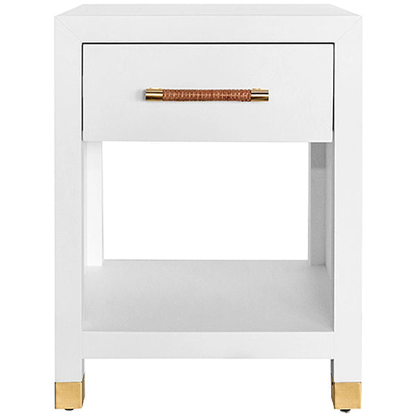 Worlds Away 1-Drawer Side Table in Matte White Lacquer