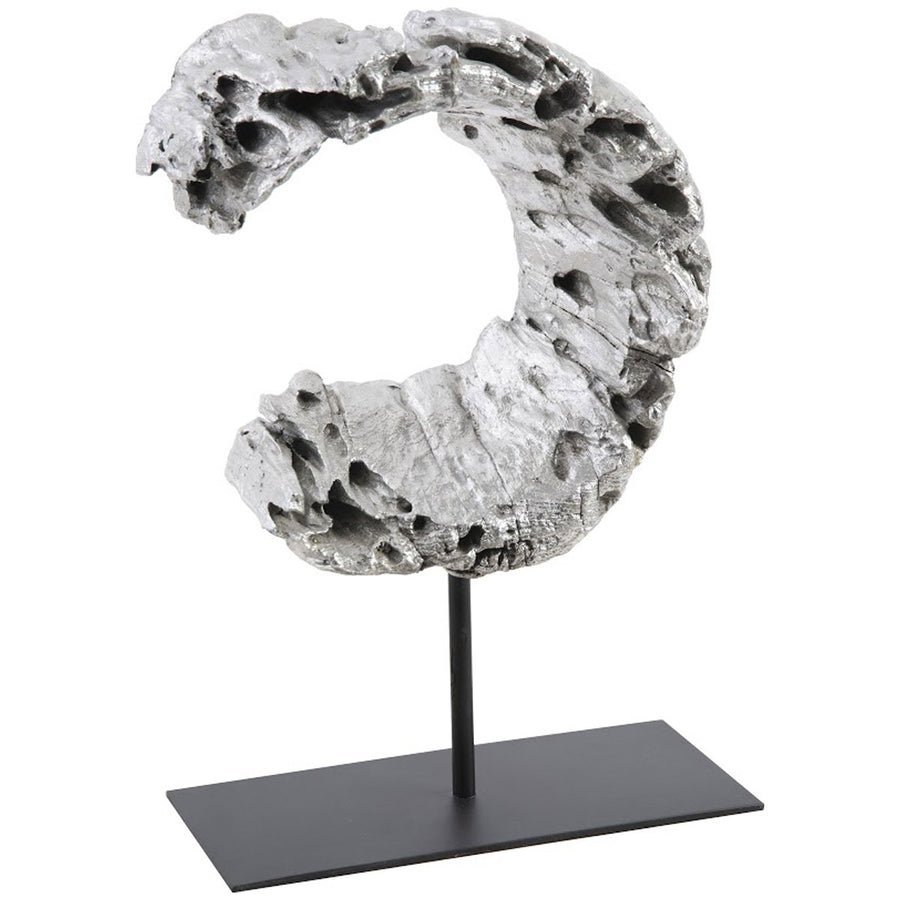 Phillips Collection Cast Eroded Wood Semi-Circle Sculpture on Stand