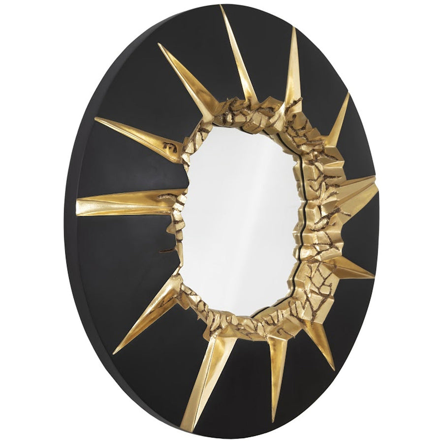 Phillips Collection Circular Cracked Black and Gold Mirror