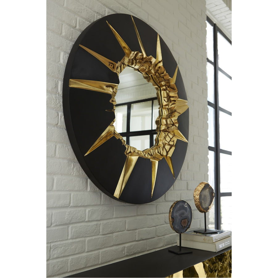 Phillips Collection Circular Cracked Black and Gold Mirror