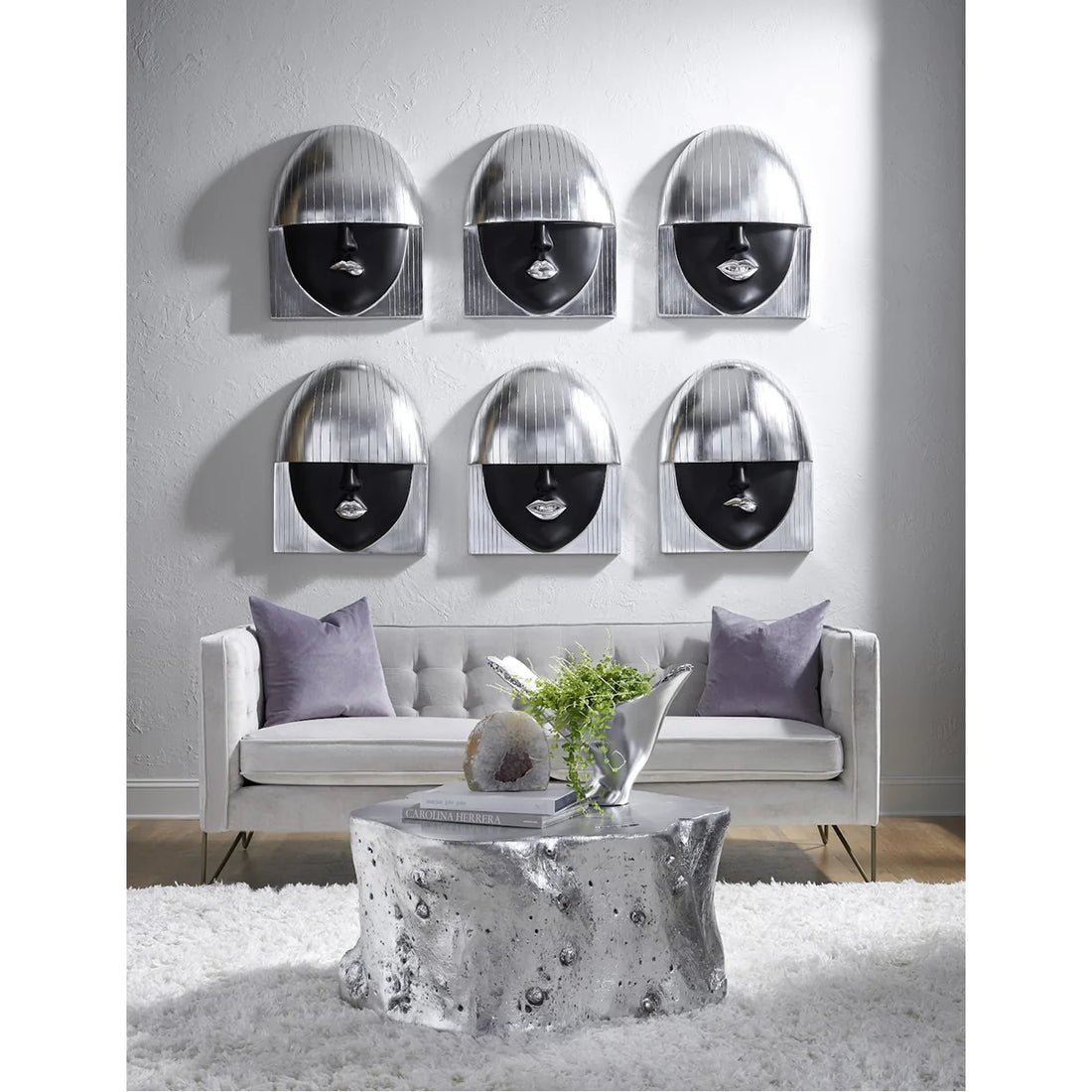 Phillips Collection Fashion Faces Kiss Black and Silver Wall Art