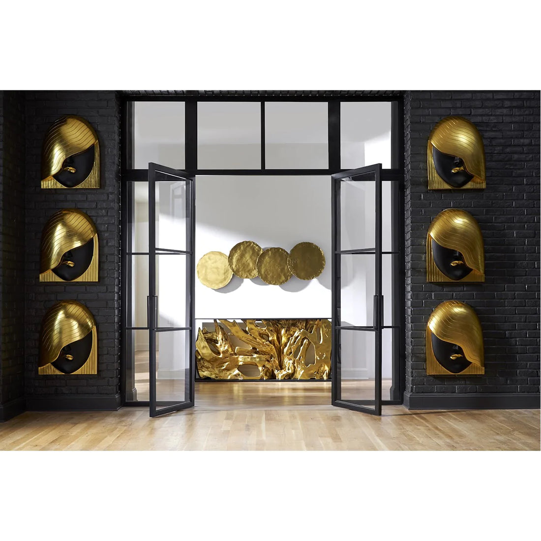 Phillips Collection Fashion Faces Wave Black and Gold Wall Art