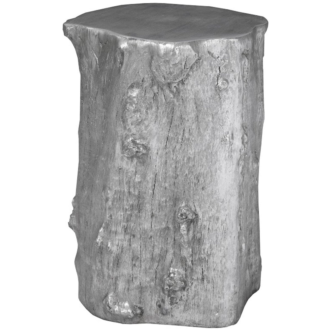 Phillips Collection Log Medium Stool, Silver Leaf