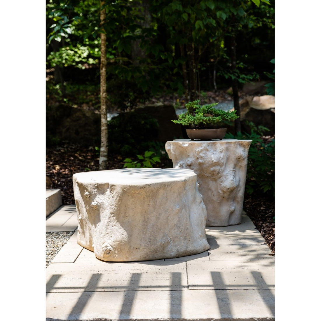 Phillips Collection Log Outdoor Coffee Table, Roman Stone