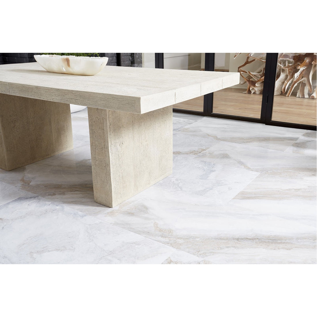 Phillips Collection Old Lumber Outdoor Dining Table, Roman Stone