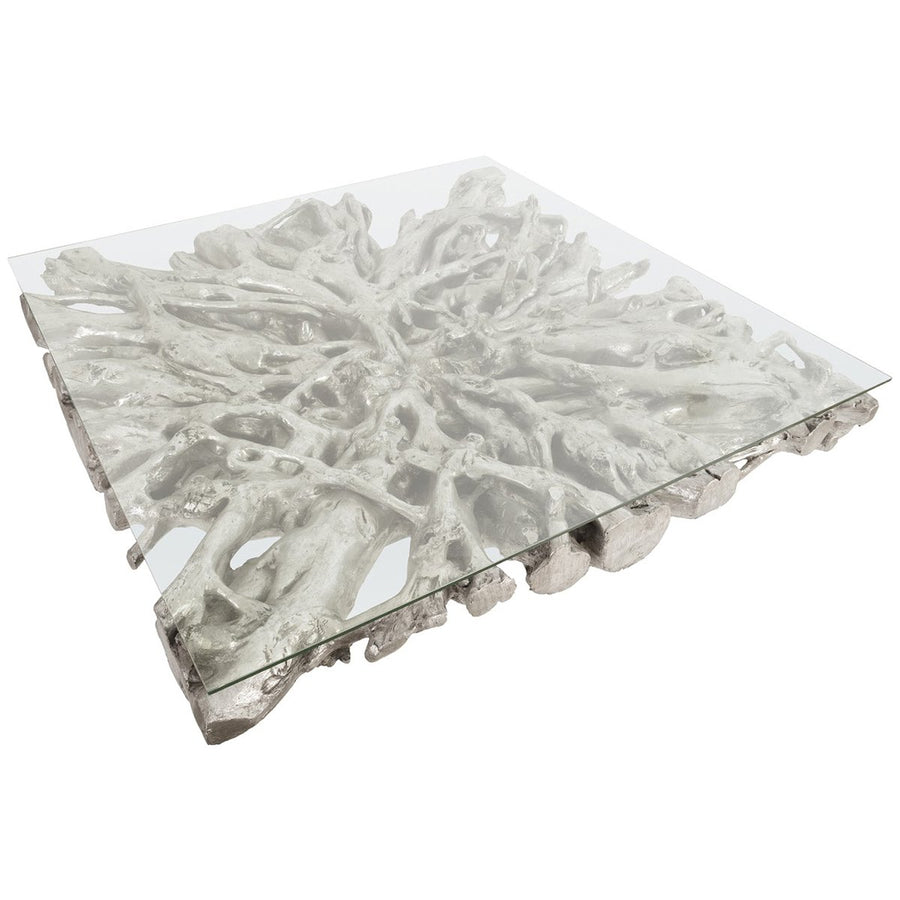 Phillips Collection Square Root Cast Coffee Table with Glass