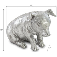 Phillips Collection Sitting Piglet Sculpture, Silver Leaf