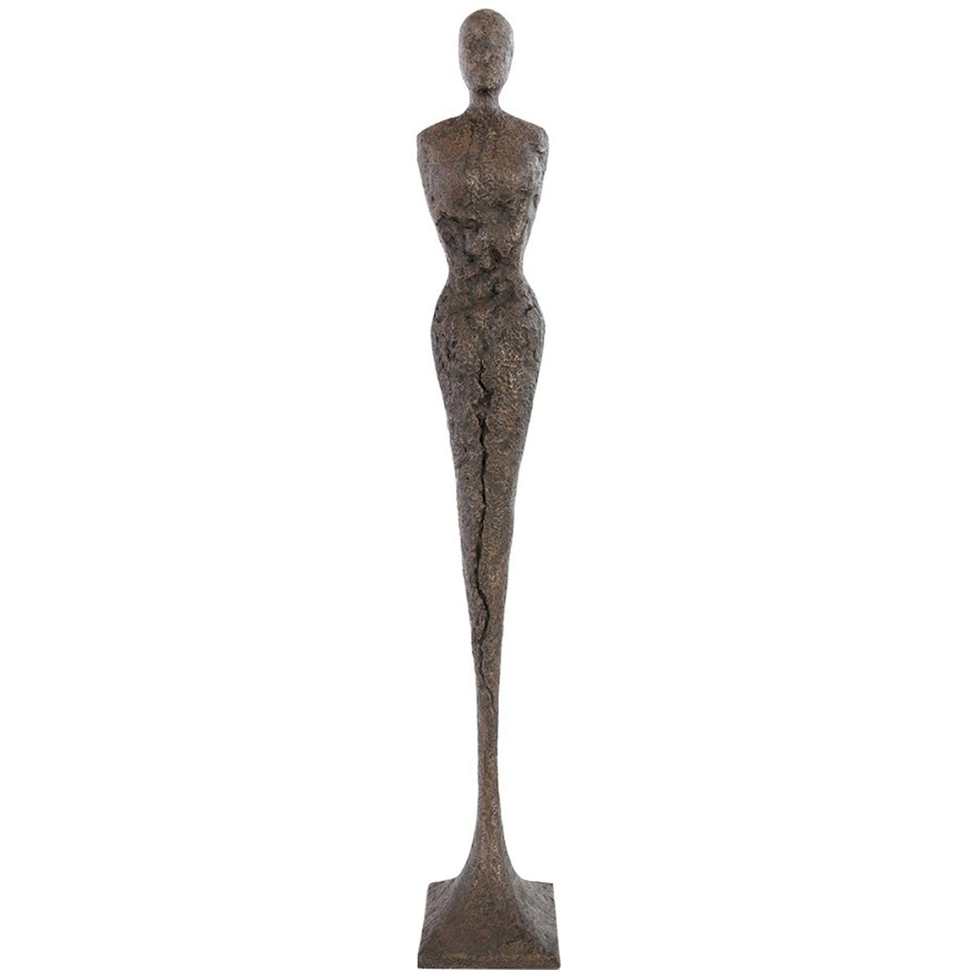 Phillips Collection Tall Chiseled Female Sculpture, Bronze