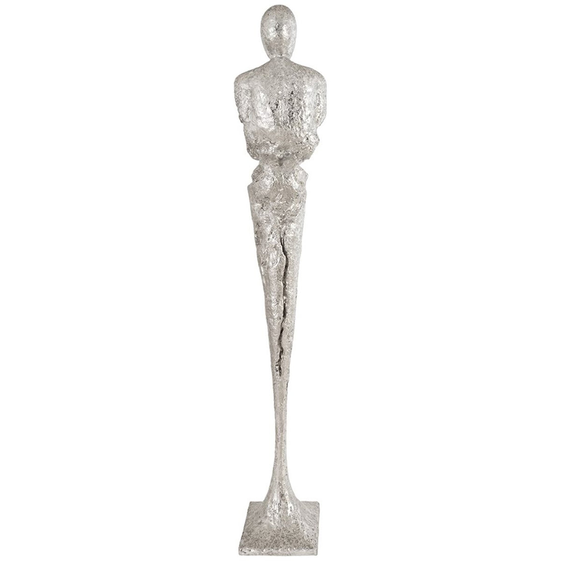 Phillips Collection Tall Chiseled Male Sculpture, Silver Leaf