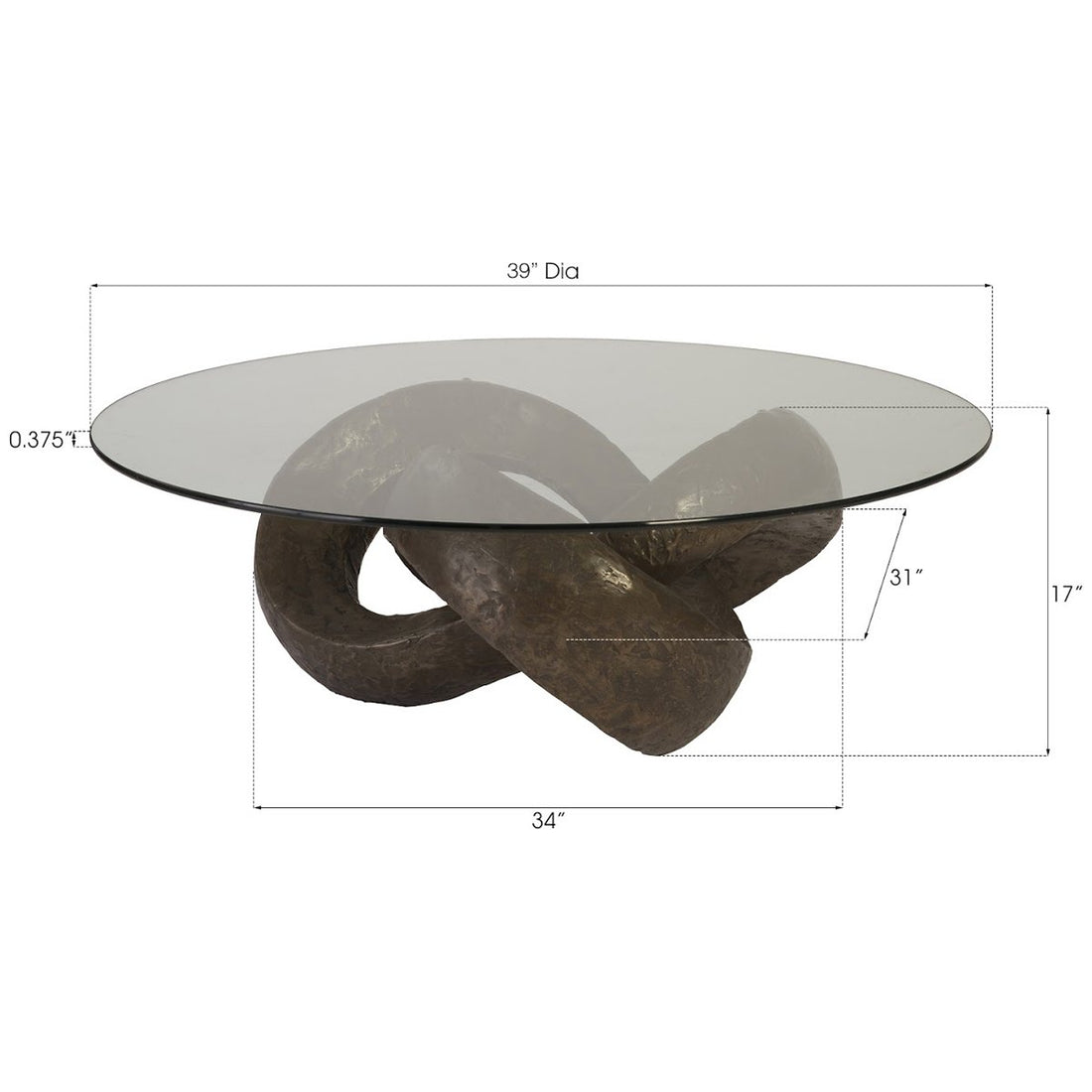 Phillips Collection Trifoil Outdoor Coffee Table with Glass