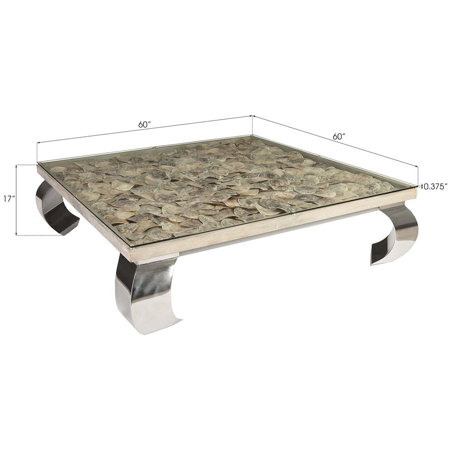 Phillips Collection Shell Coffee Table, Glass Top