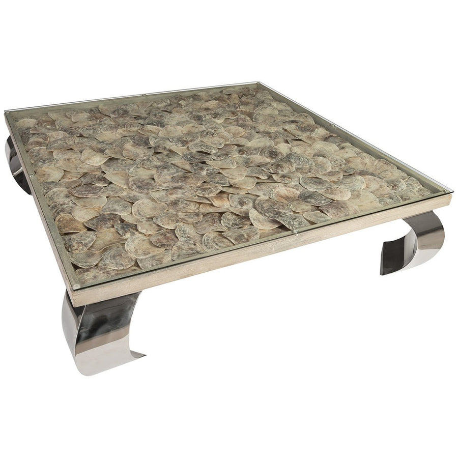 Phillips Collection Shell Coffee Table, Glass Top