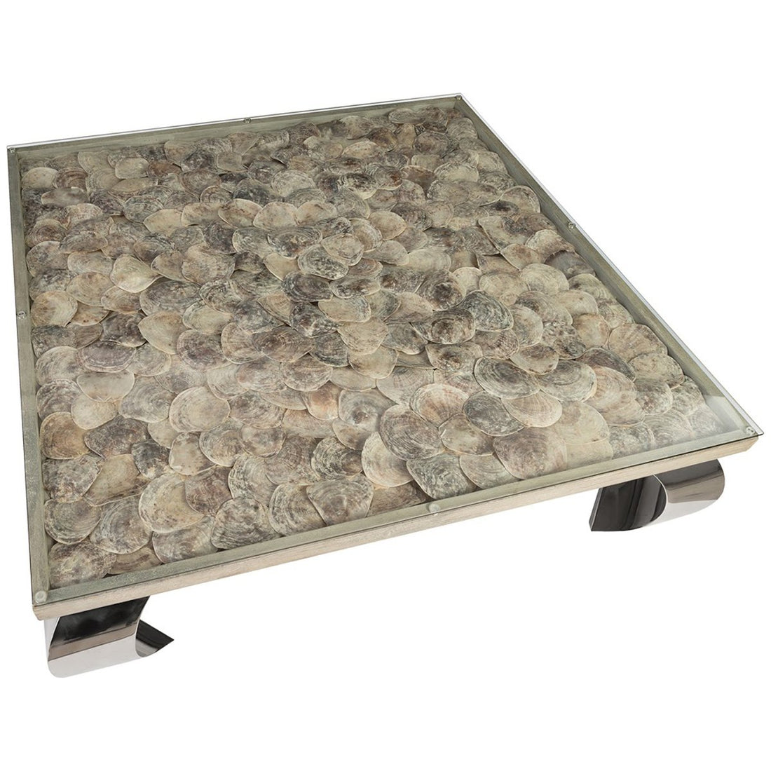 Phillips Collection Shell Coffee Table, Glass Top