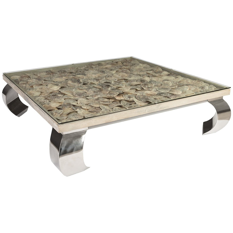 Phillips Collection Shell Coffee Table, Glass Top