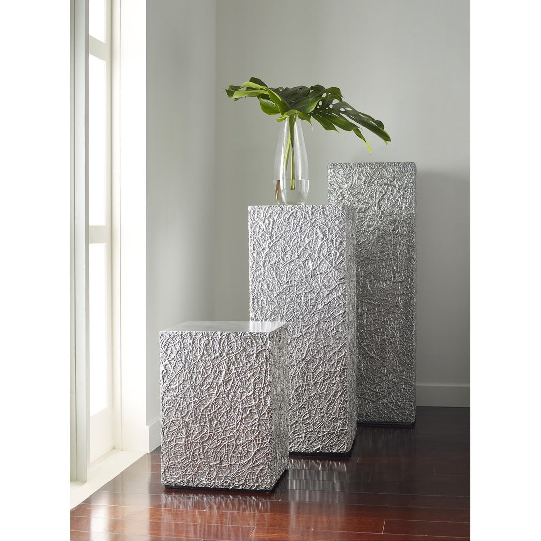 Phillips Collection String Theory Pedestal, Silver Leaf