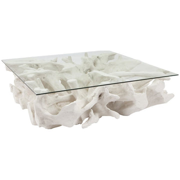 Phillips Collection Cast Root Coffee Table with Glass