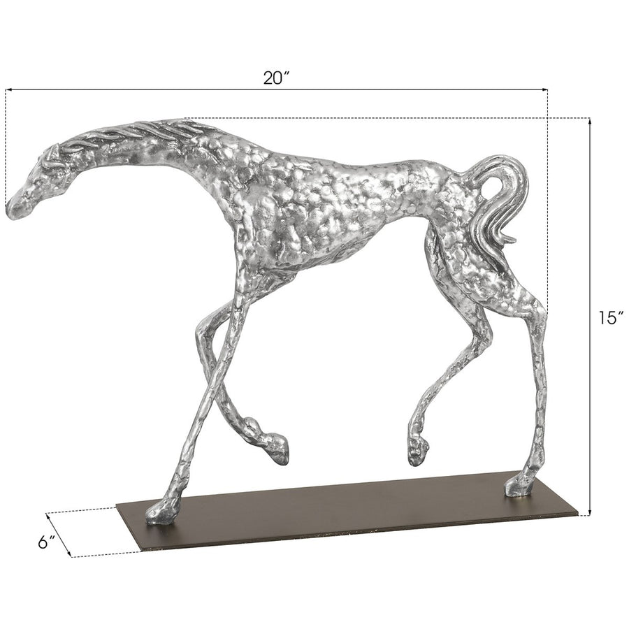 Phillips Collection Prancing Horse Sculpture on Black Metal Base