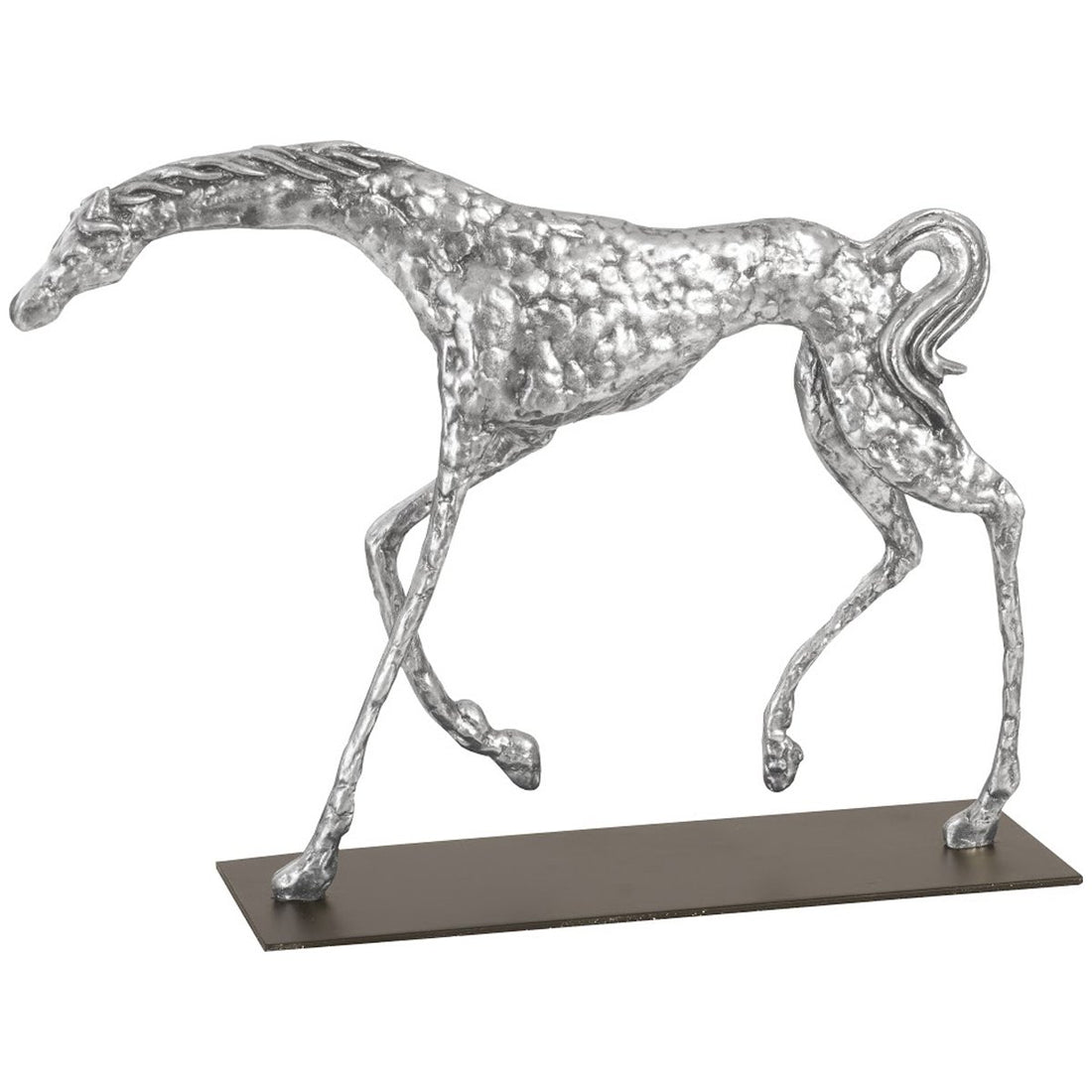 Phillips Collection Prancing Horse Sculpture on Black Metal Base