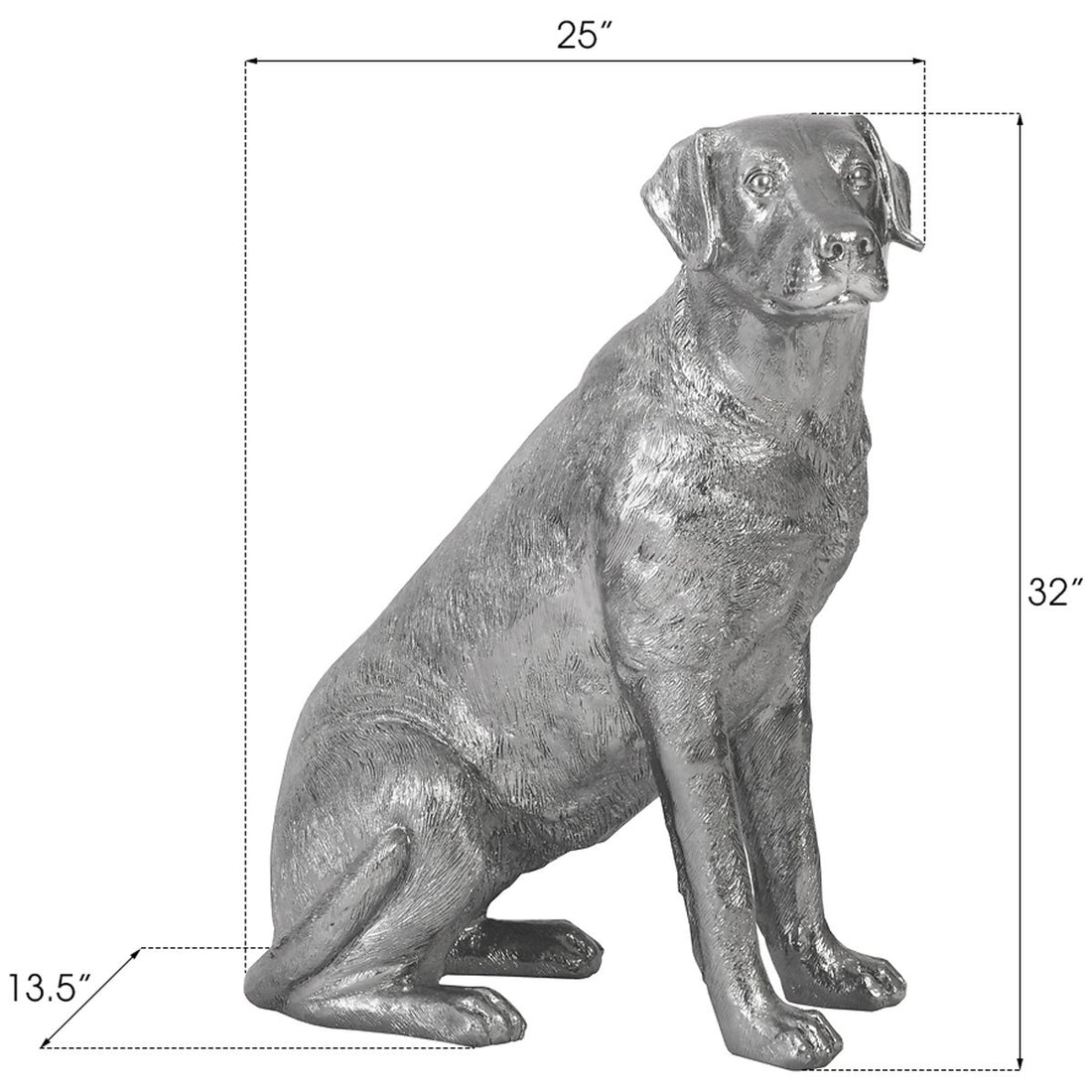 Phillips Collection Labrador Dog Sculpture, Liquid Silver