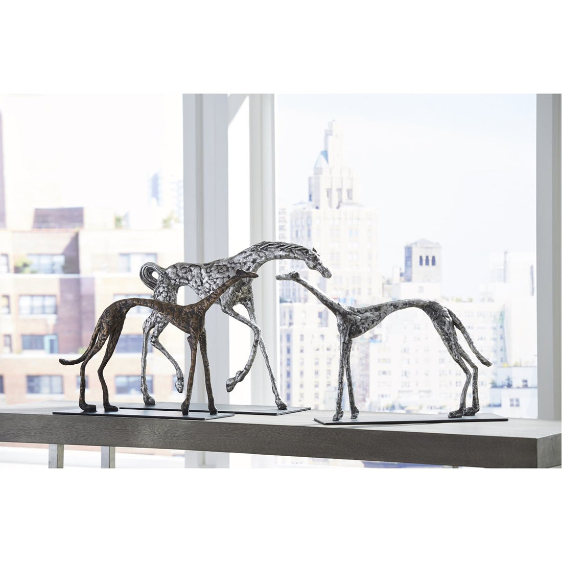 Phillips Collection Greyhound Sculpture on Black Metal Base