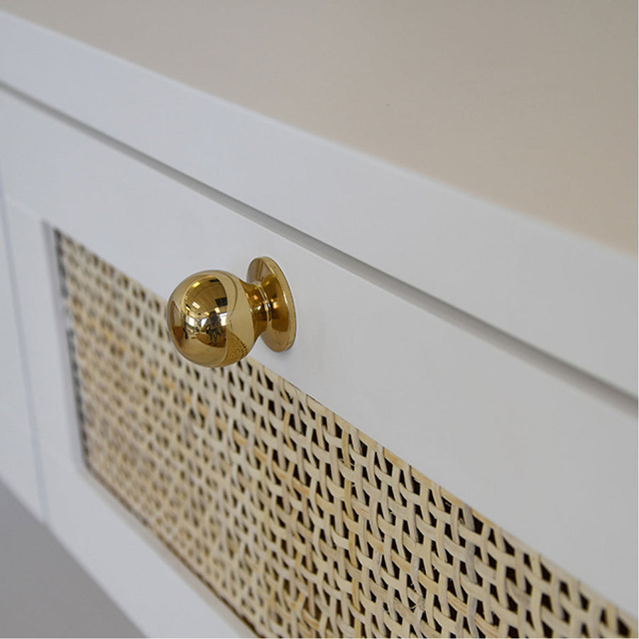 Worlds Away 3-Drawer Cane Console Table with Brass Hardware