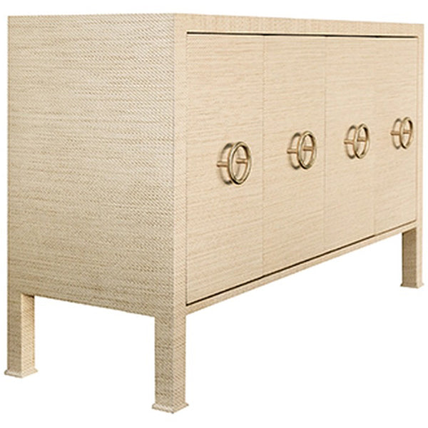 Worlds Away 4-Door Buffet with Antique Brass Circle Hardware