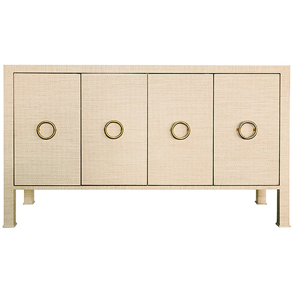 Worlds Away 4-Door Buffet with Antique Brass Circle Hardware