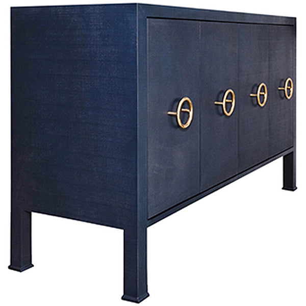 Worlds Away 4-Door Buffet with Antique Brass Circle Hardware