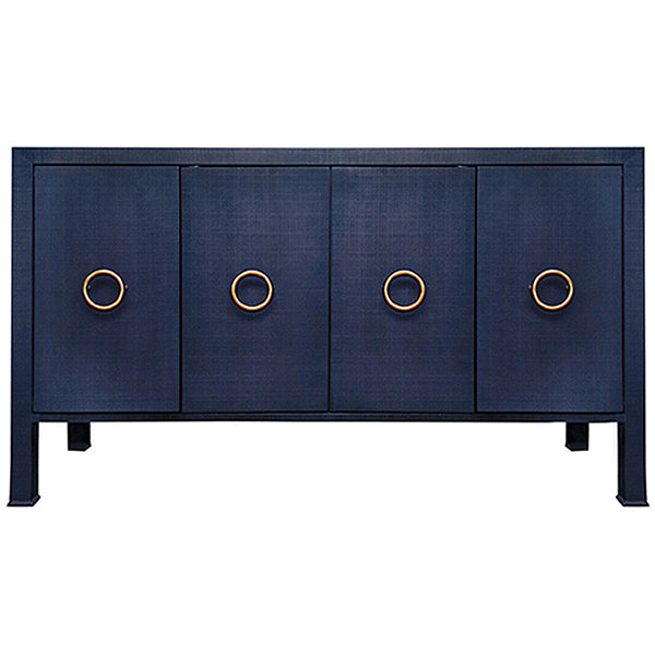 Worlds Away 4-Door Buffet with Antique Brass Circle Hardware