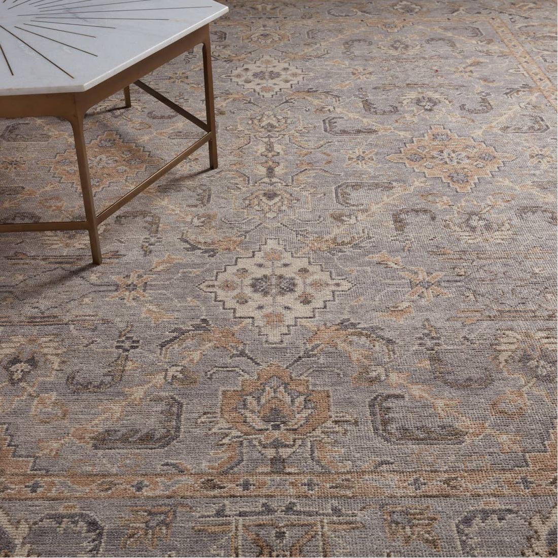 Jaipur Revolution Wyndham Trellis Oriental Light Gray Tan REL12 Rug