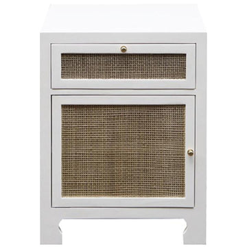 Worlds Away Cabinet with Cane Door Front in White Lacquer