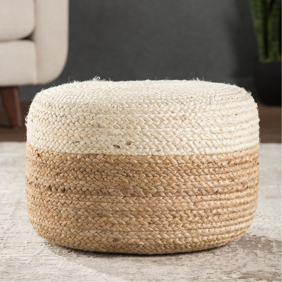 Jaipur Saba Oliana Ombre Stripes White Beige SAA09 Cylinder Pouf