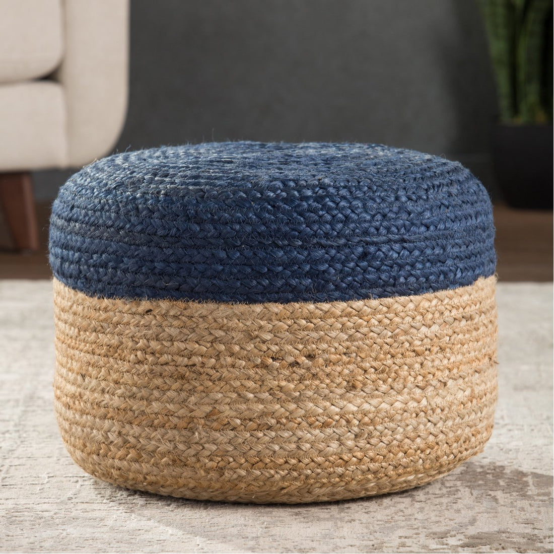 Jaipur Saba Oliana Ombre Stripes Blue Beige SAA10 Cylinder Pouf