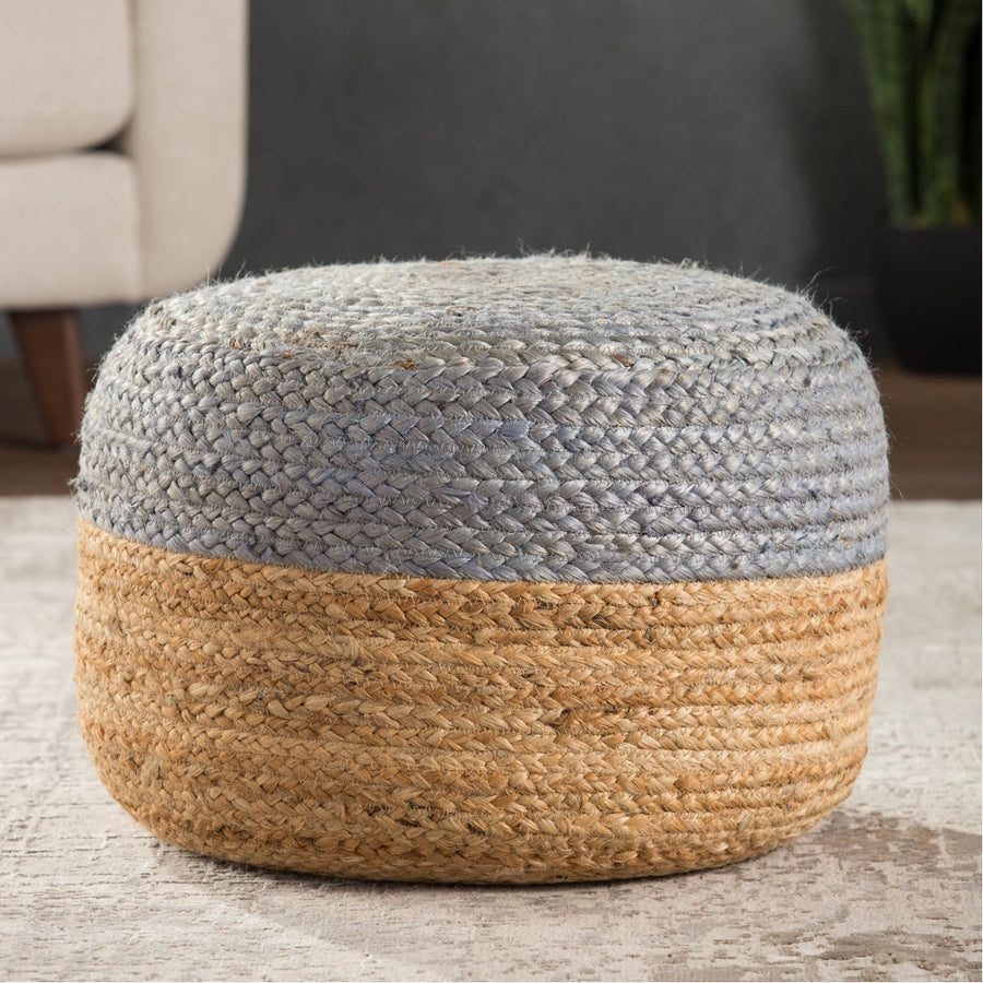 Jaipur Saba Oliana Ombre Stripes Light Gray Beige SAA11 Cylinder Pouf