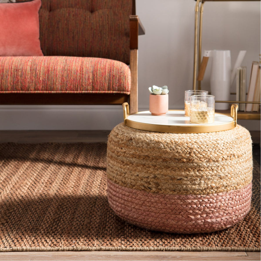 Jaipur Saba Oliana Ombre Stripes Light Pink Beige SAA12 Cylinder Pouf