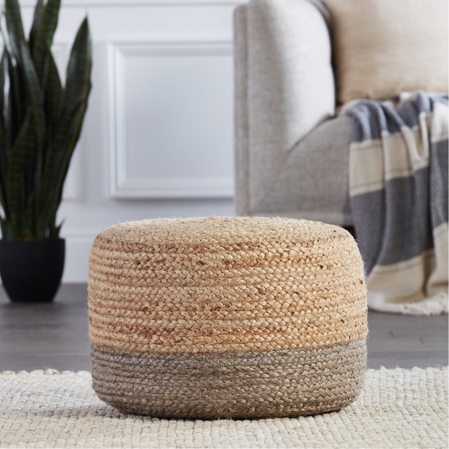 Jaipur Saba Oliana Ombre Stripes Taupe Beige SAA16 Cylinder Pouf