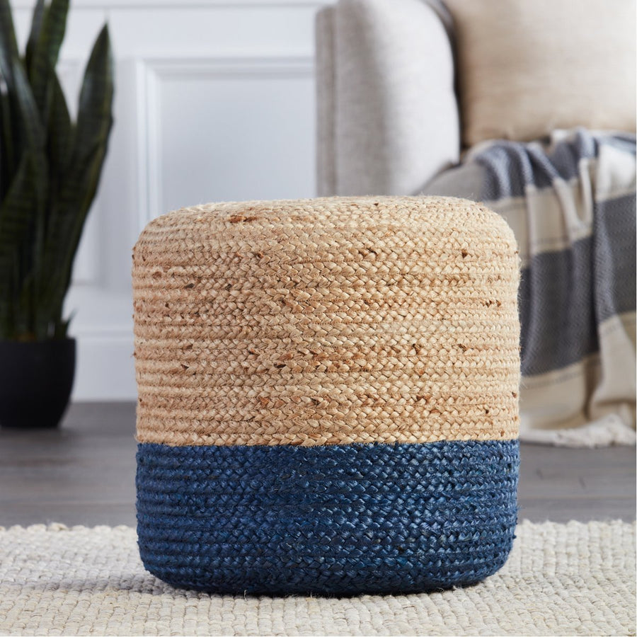 Jaipur Saba Oliana Ombre Stripes Blue Beige SAA18 Cylinder Pouf