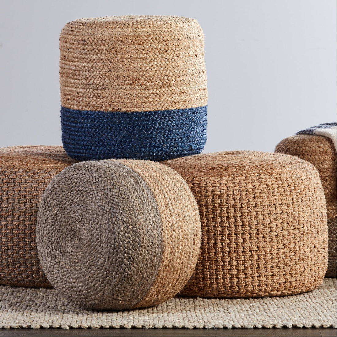 Jaipur Saba Kealani Trellis Textured Beige SAA21 Cylinder Pouf