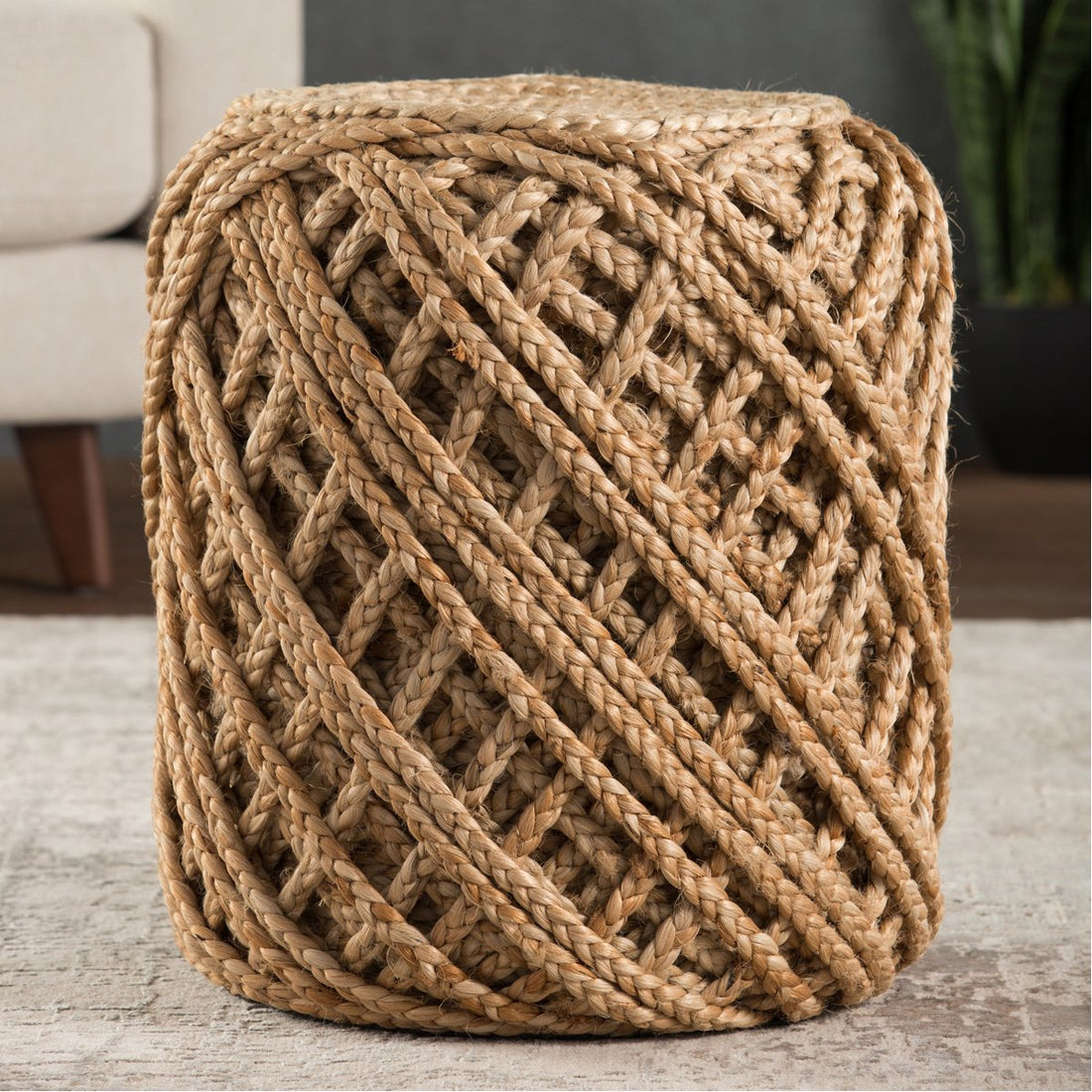 Jaipur Scandinavia Guna Textured Solid Tan SCP19 Cylinder Pouf