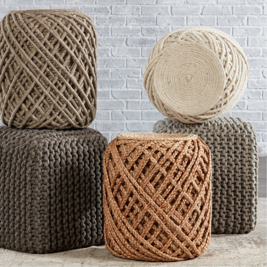 Jaipur Scandinavia Guna Textured Solid Tan SCP19 Cylinder Pouf