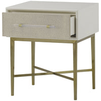 Sonder Living Alice 1-Drawer Nightstand - Emboss Faux Shagreen, Ivory