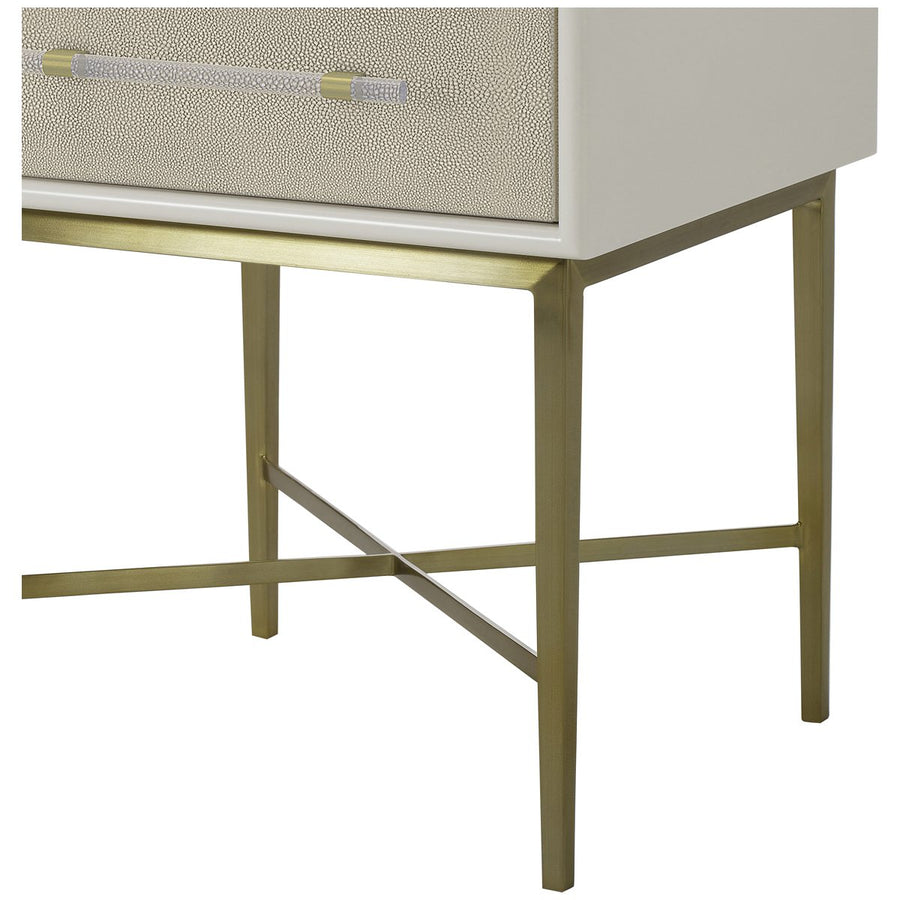 Sonder Living Alice 1-Drawer Nightstand - Emboss Faux Shagreen, Ivory