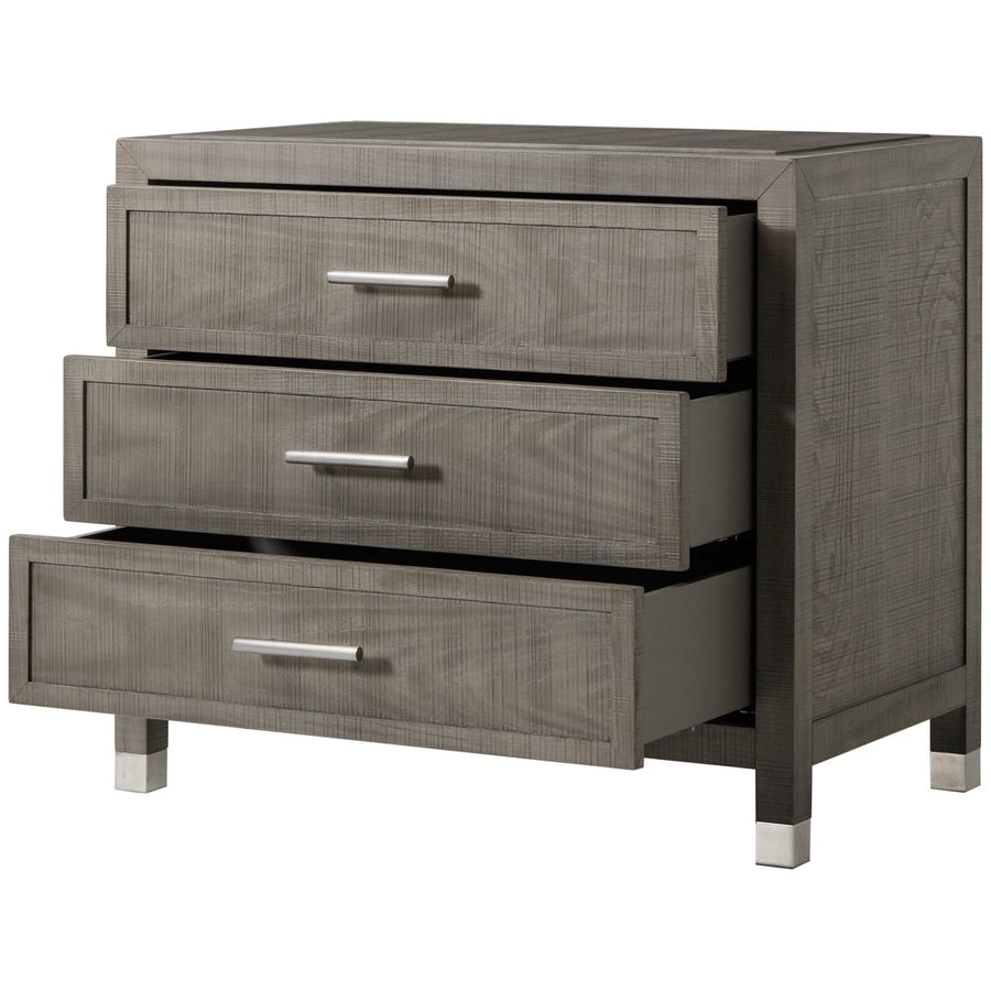 Sonder Living Raffles 3-Drawer Nightstand - Grey and Pewter